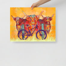 Load image into Gallery viewer, "Curious Cows" Mountain Bike Art Print -24"x18"